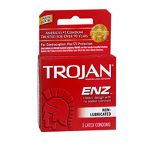 Non-Lubricated Latex Condoms 3 Each by Trojan