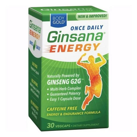 Body Gold, Ginsana Energy Caffeine Free, 30 Veg Caps Body Gold