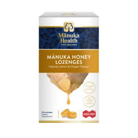 Manuka Health, Manuka Honey Lozenges Mgo 400+ Ginger And Lemon, Ginger & Lemon 15 Lozenges
