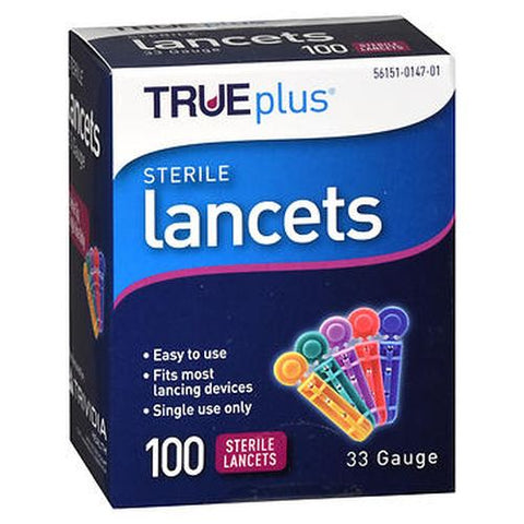 Trueplus, Sterile Lancets 33 Gauge, Count of 100 Trueplus