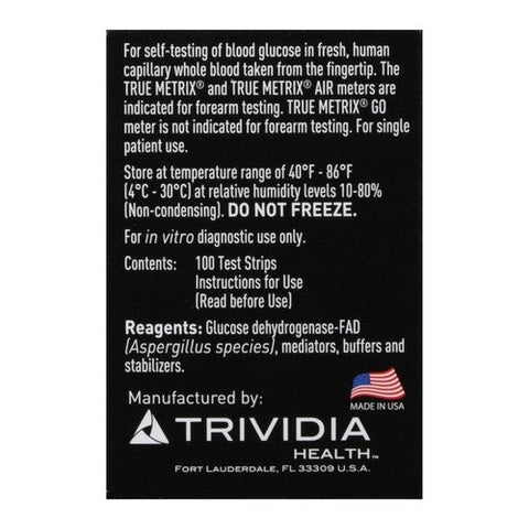 True Metrix, Self Monitoring Blood Glucose Test Strips, 100 Count