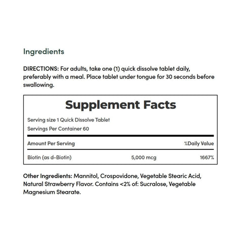 Nature's Bounty, Biotin, 5,000 Mcg, 60 Tablets