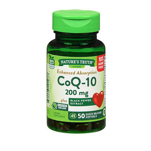 Nature's Truth, Coq-10 Plus Black Pepper Extract Quick Release Softgels, 200 Mg, 50 Caps Nature's Truth