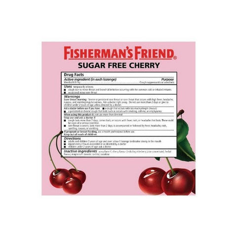 Fisherman's Friend, Menthol Cough Suppressant Oral Anesthetic Lozenges Sugar Free Cherry, 40 Each Fisherman's Friend