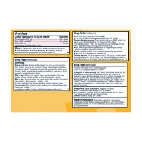 Pamprin, Max Pain Plus Energy Menstrual Pain Relief Caplets, 24 Tabs