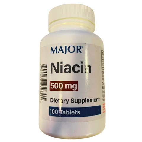 Major Pharmaceuticals, Dietary Supplement Niacin, 500 Mg, 100 Tablets Major Pharmaceuticals