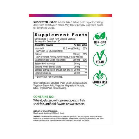 Rainbow Light, Calcium Real Food Nutrients (Food-Based Calcium), 500 mg, 180 Tabs Rainbow Light