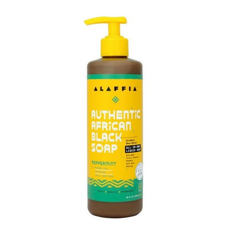 Alaffia, Authentic African Peppermint Black Soap, Peppermint 16 Oz