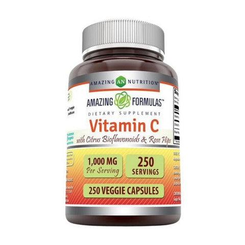Amazing Nutrition, Amazing Formulas Vitamin C With Rose Hips & Citrus Bioflavonoids, 1000 mg, 250 Veg Caps Amazing Nutrition