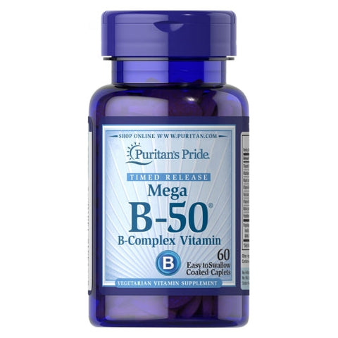 Puritan's Pride, Vitamin B-50 Complex Timed Release, 60 Caplets Puritan's Pride