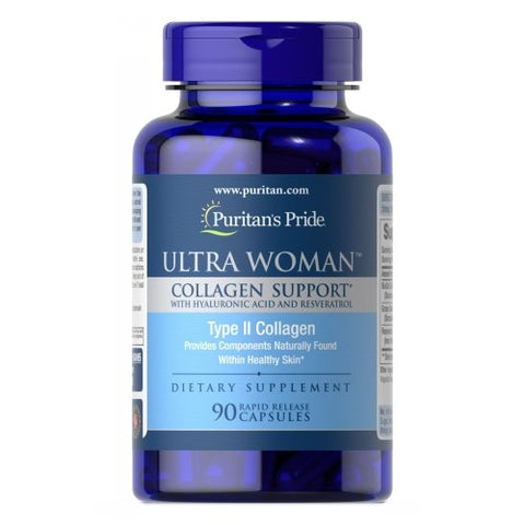Puritan's Pride, Ultra Woman Collagen Support  with Hyaluronic Acid, 1000 mg, 90 Rapid Release Capsules Puritan's Pride