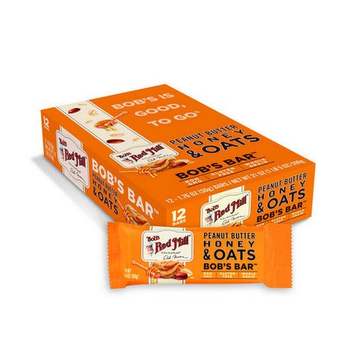 Bobs Red Mill, Peanut Butter Honey And Oats Bar, 12 Bars