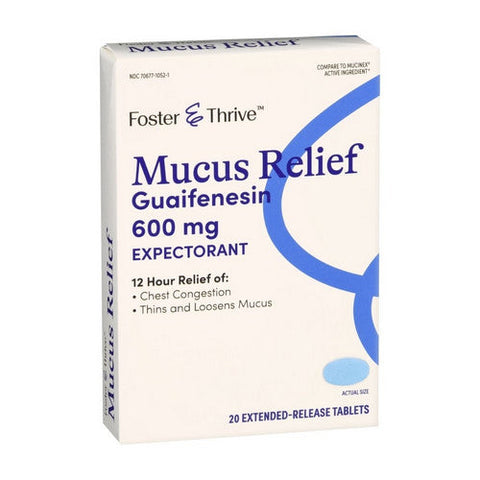 Foster And Thrive, Mucus Relief Guaifenesin Extended, 600 Mg, 20 Tabs Foster And Thrive