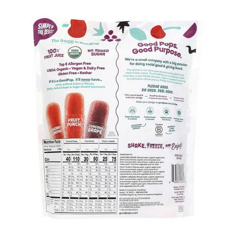 Goodpop, Organic Freezer Pops Variety, 30 Oz(Case Of 6) Goodpop