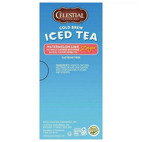Celestial Seasonings, Cold Brew Watermelon Lime Zinger Tea, 18 Bags Celestial Seasonings