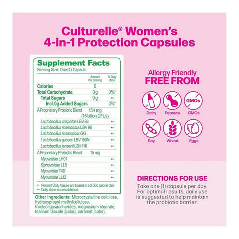 Culturelle, Women'S 4-In-1 Protection Probiotic Vegetarian Capsules, 30 Capsules
