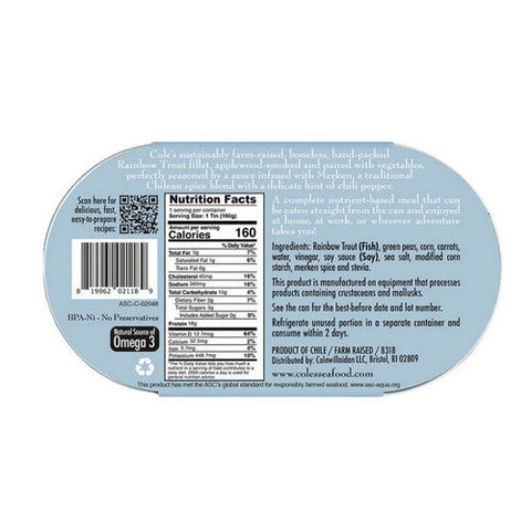 Coles, Rainbow Trout Fillet Smoked With Vegetables, 5.6 Oz (Case Of 6)