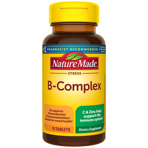 Stress Vitamin B Complex with Vitamin C And Zinc Supplement Tablets 75 Count (Case Of 3) by Nature Made