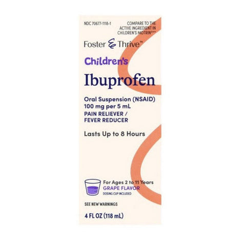 Foster And Thrive, Children's Ibuprofen Grape, 100 Mg, 4 Oz Foster And Thrive