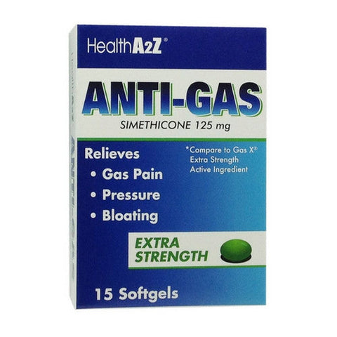 Health A2Z, Anti Gas Simethicone Extra Strength, 125 Mg, 15 Softgels