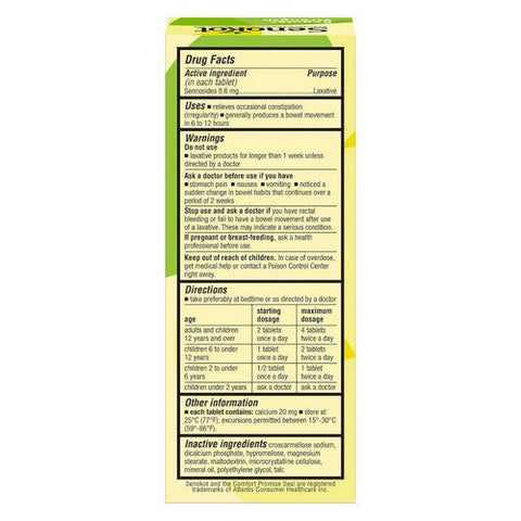 Senokot, Laxative Tablets Regular Strength, 100 Count