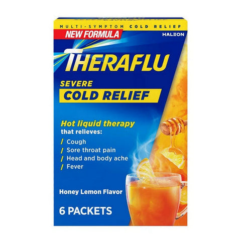 Theraflu, Severe Cold Relief Packets Daytime Formula Honey Lemon, 6 Count