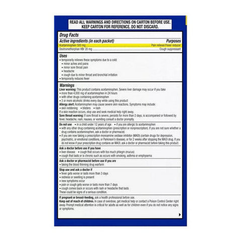 Theraflu, Severe Cold Relief Packets Daytime Formula Honey Lemon, 6 Count