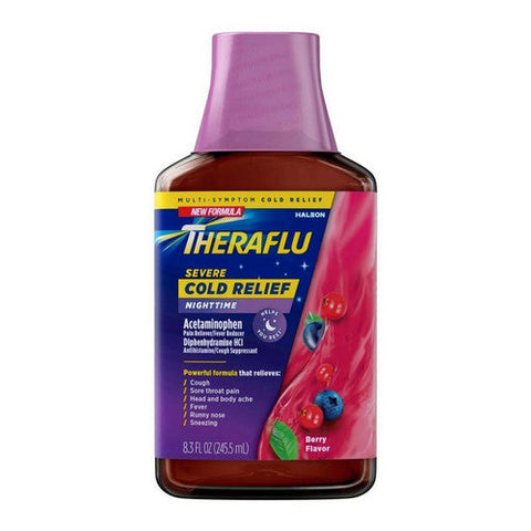 Theraflu, Expressmax Severe Cold And Cough Liquid Nighttime Berry, 8.3 Oz