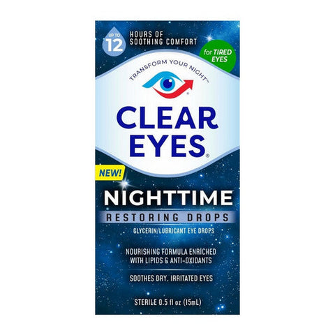 Clear Eyes, Nighttime Restoring Eyes Drops, 0.5 Oz