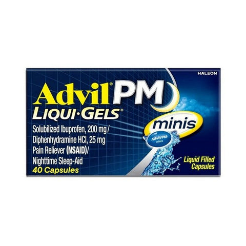 Advil, Ibuprofen PM Liquid Mini Nsaid Gelcaps, 40 Count