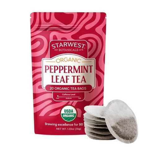 Organic Peppermint Leaf Tea Bags 20 Count by Starwest Botanicals