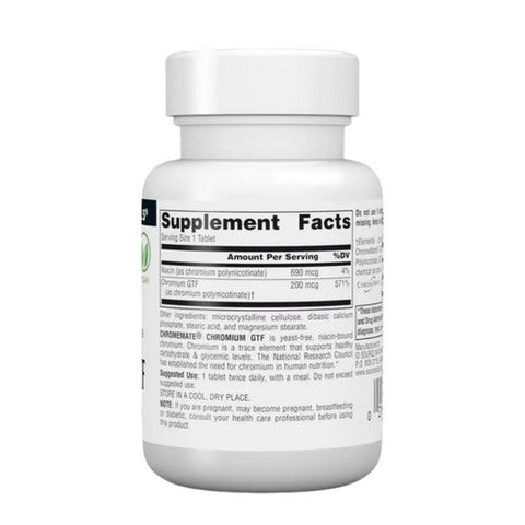 Source Naturals, Chromemate Chromium GTF Yeast Free, 200 Mcg, 120 Tabs Source Naturals