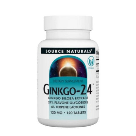 Source Naturals, Ginkgo-24 Biloba Extract, 120 MG, 120 Tabs Source Naturals