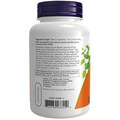 Now Foods, Acai, 500 mg, Organic Freeze-Dried 100 Vcaps Now Foods