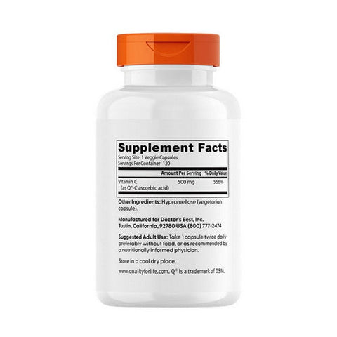 Doctors Best, Vitamin C With Q-C, 500 Mg, 120 Veggie Caps Doctors Best